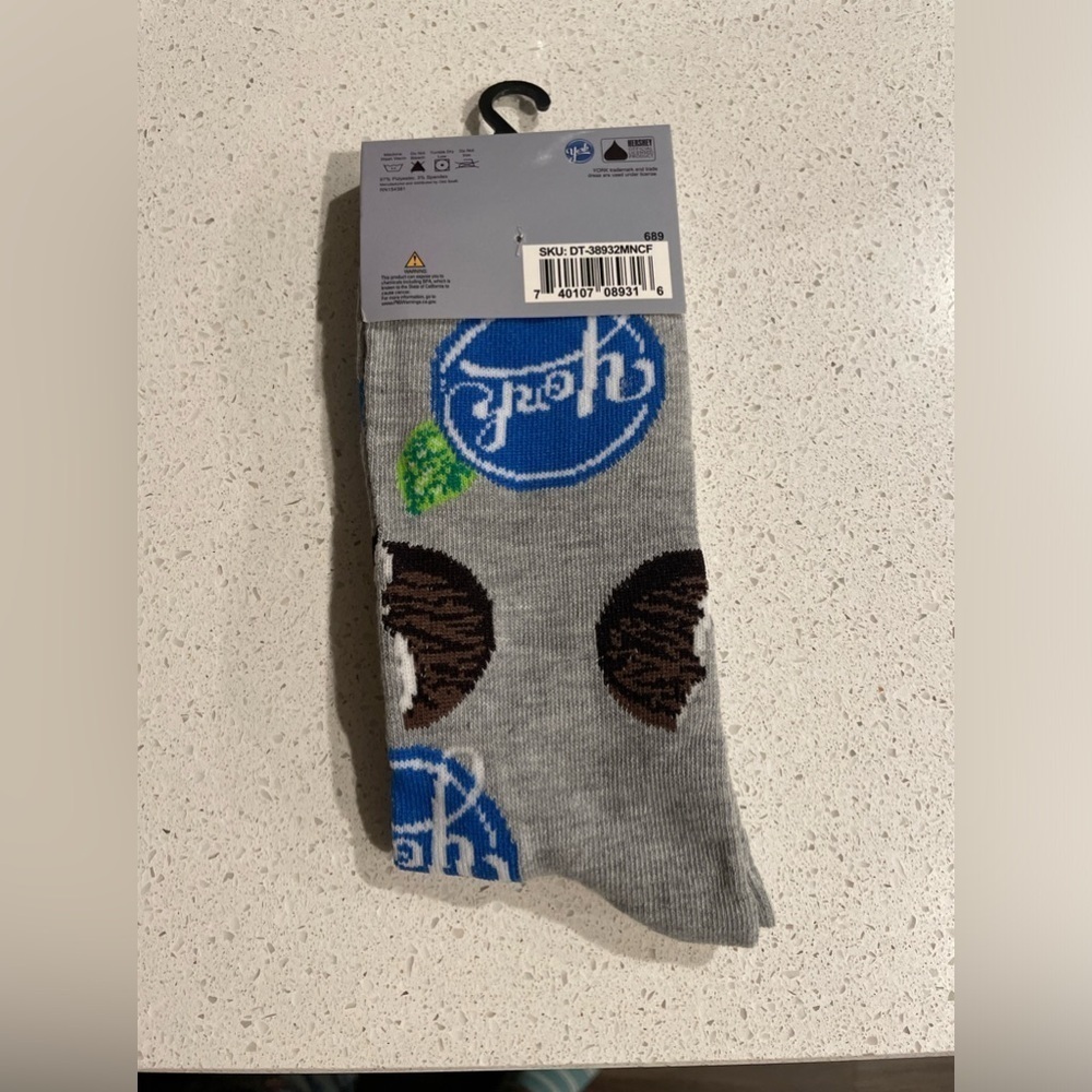 York mint novelty Men's Crew Socks gray size 6-12 - Picture 3 of 3